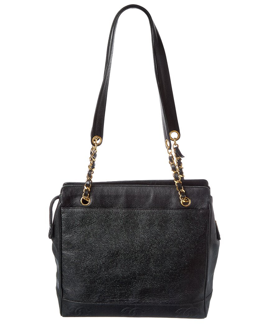 Chanel Black Caviar Leather Triple Cc Zip Tote (Authentic  )