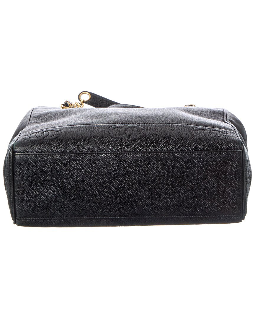 Chanel Black Caviar Leather Triple Cc Zip Tote (Authentic  )