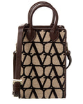 Valentino Mini Toile Iconographe Canvas & Leather Satchel Brown Multi ONE SIZE