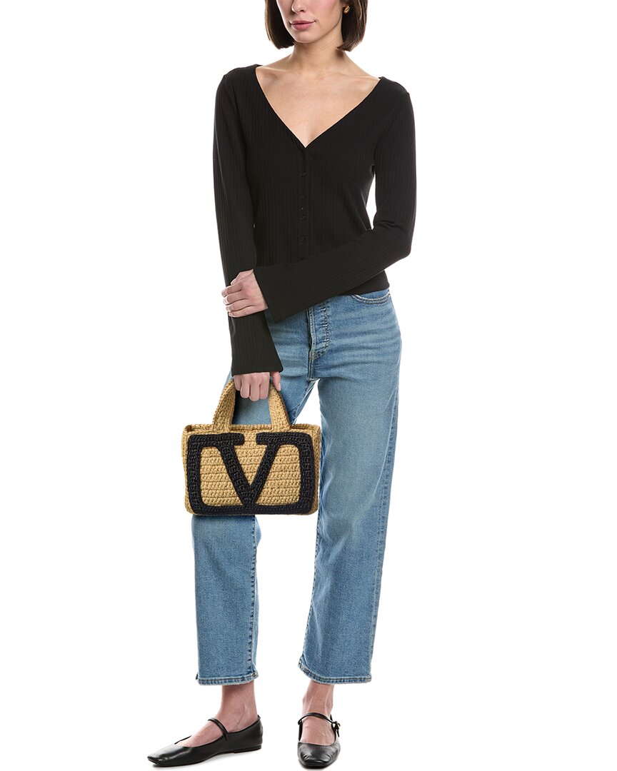 Valentino Viva Small Raffia Tote