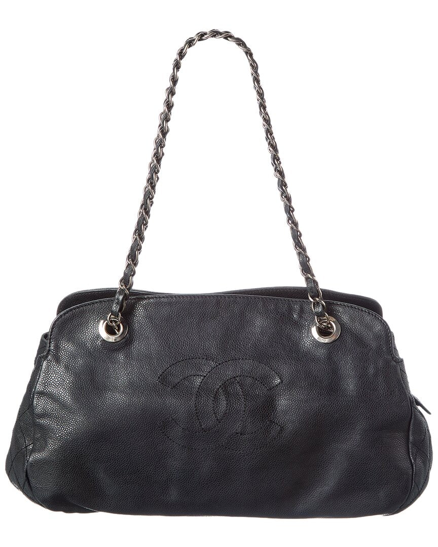 Chanel Black Calfskin Leather Cc Tote (   )