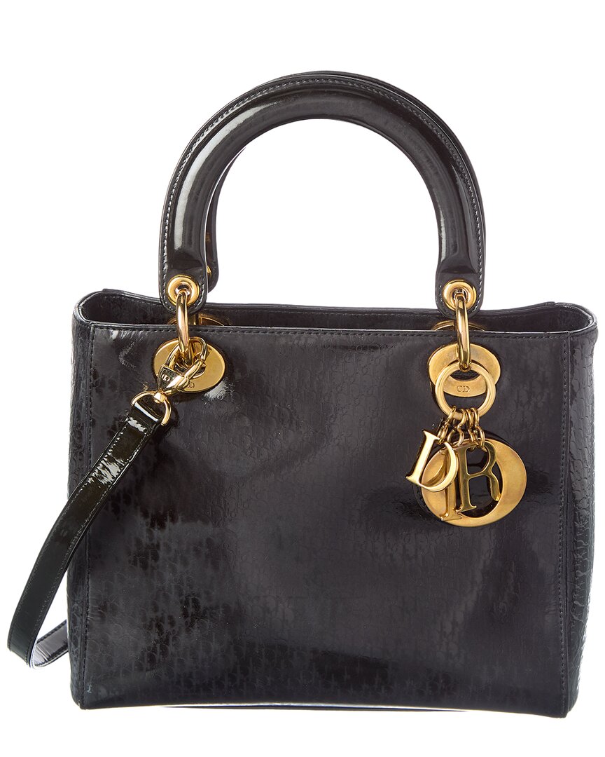 Dior Black Patent Leather Lady Tote (Authentic  )