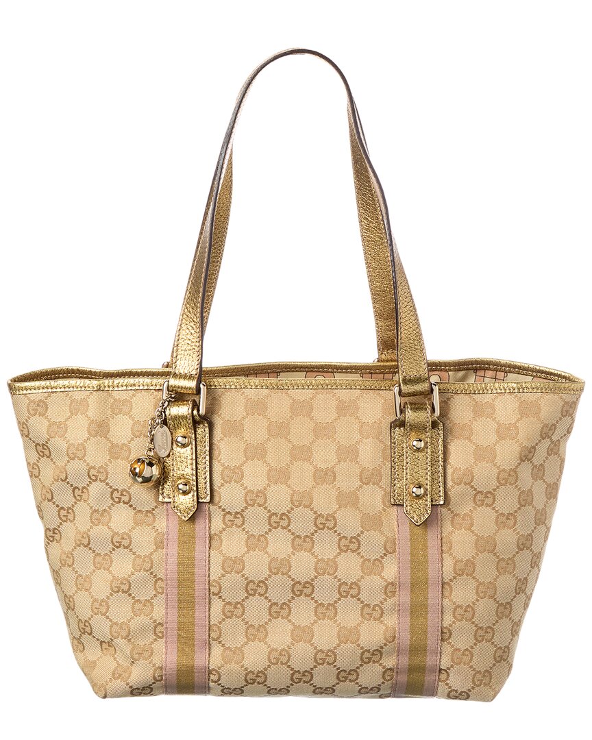 Gucci Gold Monogram Canvas Jacquard Tote (Authentic  )