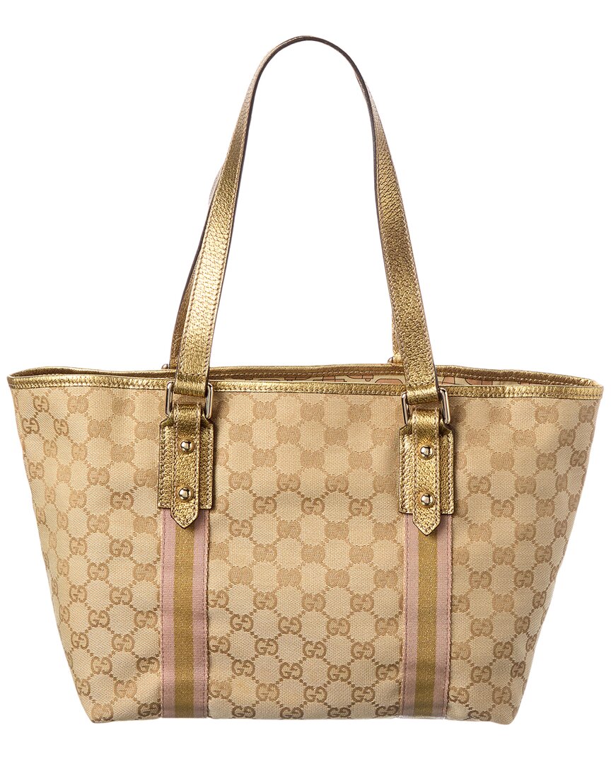 Gucci Gold Monogram Canvas Jacquard Tote (Authentic  )