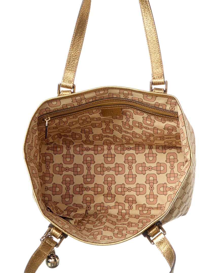 Gucci Gold Monogram Canvas Jacquard Tote (Authentic  )