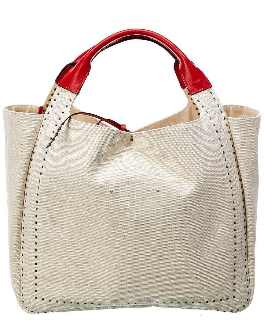 Valentino Atelier Bow Canvas & Leather Tote