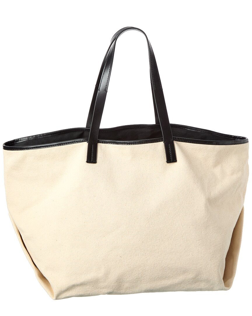 Palm Angels Logo Leather & Canvas Tote