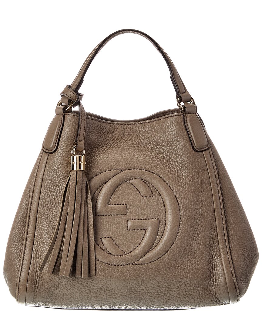 Gucci Gray Lambskin Leather Soho Tote (   )