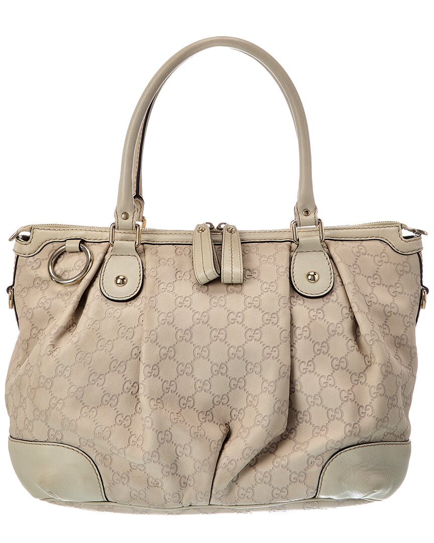 Gucci Light Grey Lambskin Leather Sukie Gg Tote (   )