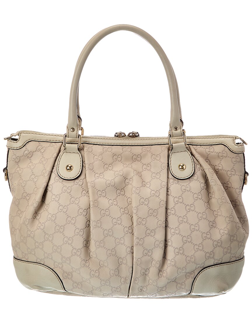 Gucci Light Grey Lambskin Leather Sukie Gg Tote (   )
