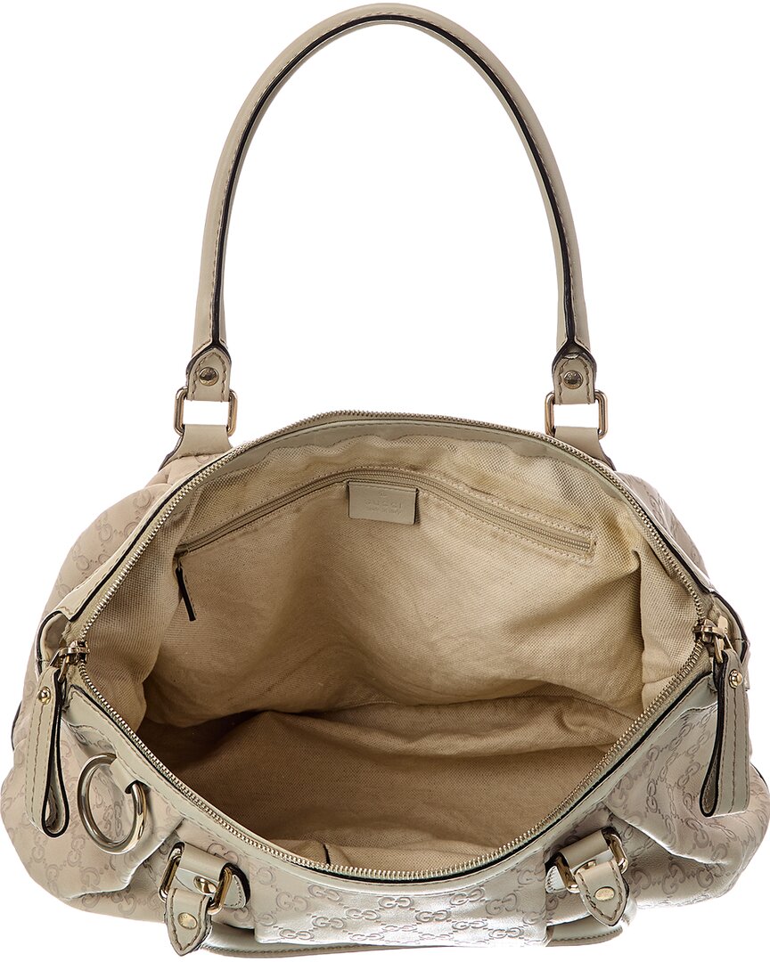 Gucci Light Grey Lambskin Leather Sukie Gg Tote (   )