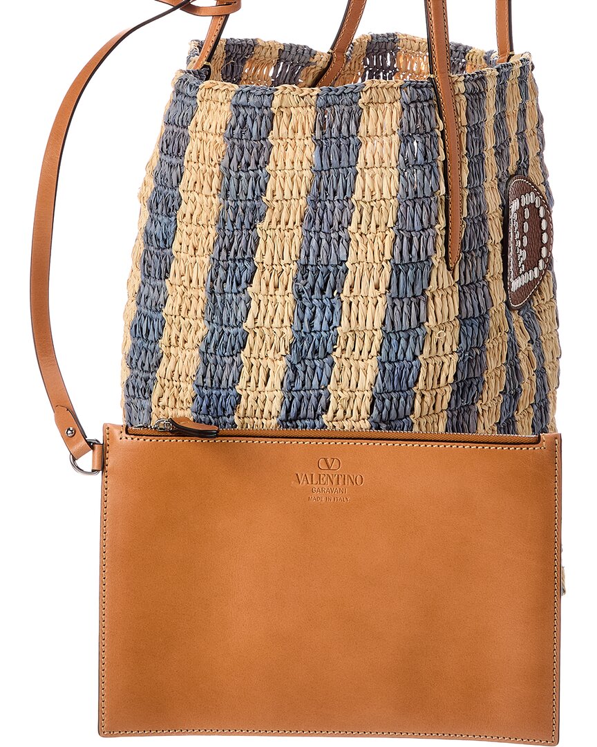 Valentino Vlogo Signature Raffia Tote