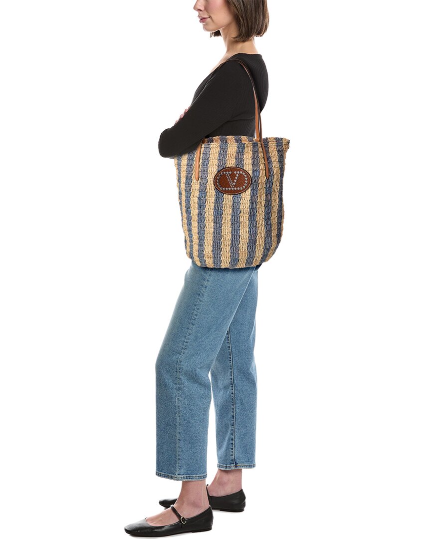 Valentino Vlogo Signature Raffia Tote