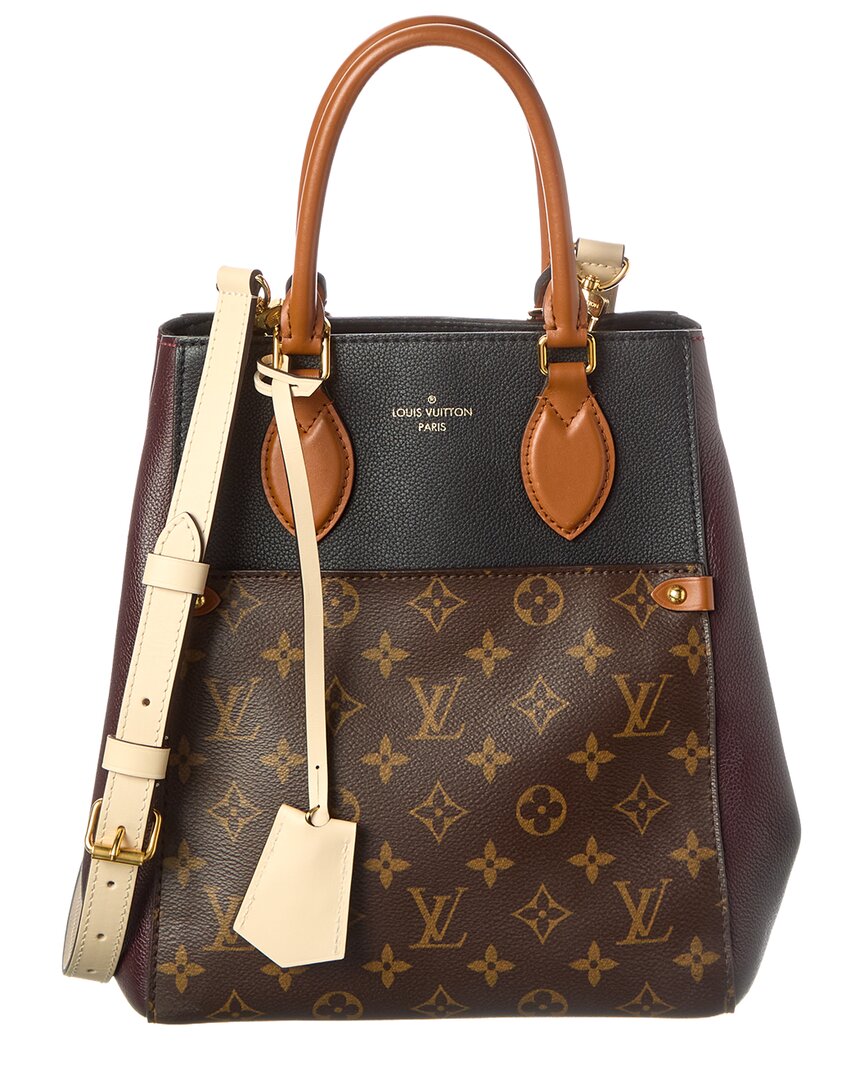Louis Vuitton Black Wine Cream Calfskin Monogram Leather Fold Mm (