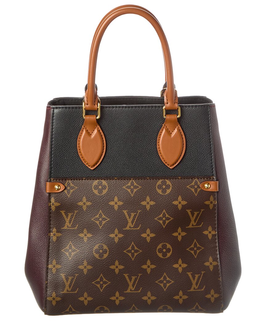 Louis Vuitton Black Wine Cream Calfskin Monogram Leather Fold Mm (