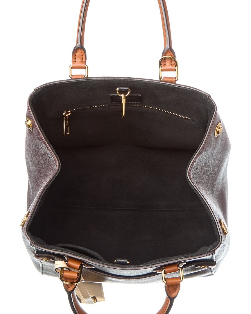 Louis Vuitton Black Wine Cream Calfskin Monogram Leather Fold Mm (