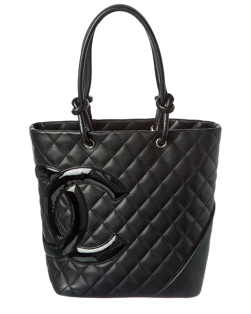 Chanel Black Calfskin Leather Quilted Medium Cambon Tote (   )