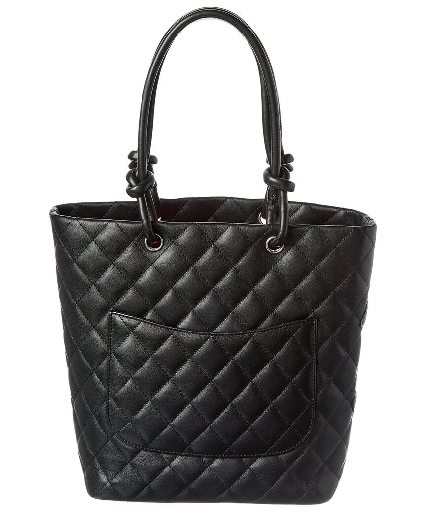 Chanel Black Calfskin Leather Quilted Medium Cambon Tote (   )