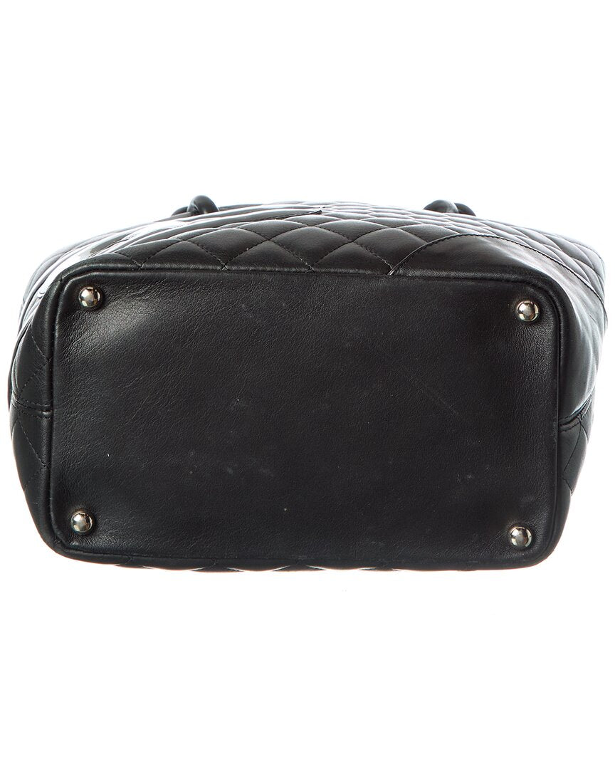 Chanel Black Calfskin Leather Quilted Medium Cambon Tote (   )