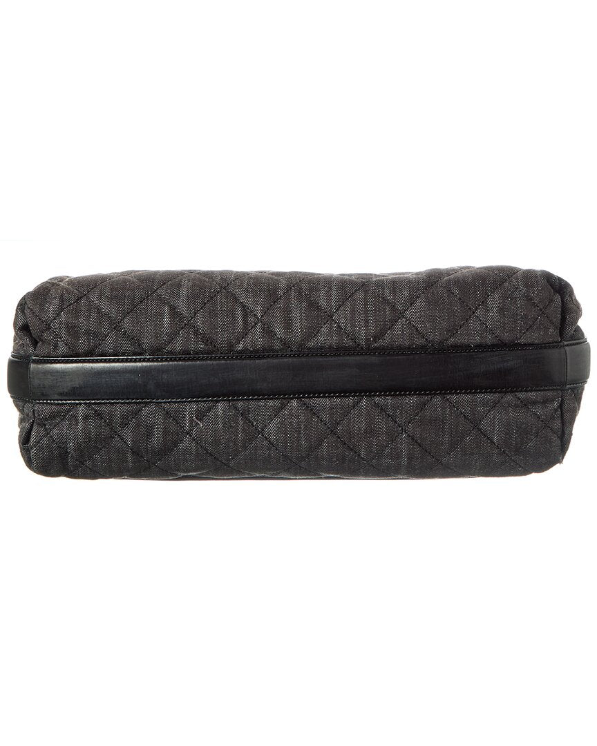 Chanel Black Denim Calfskin Leather Denim Quilted Tote (   )