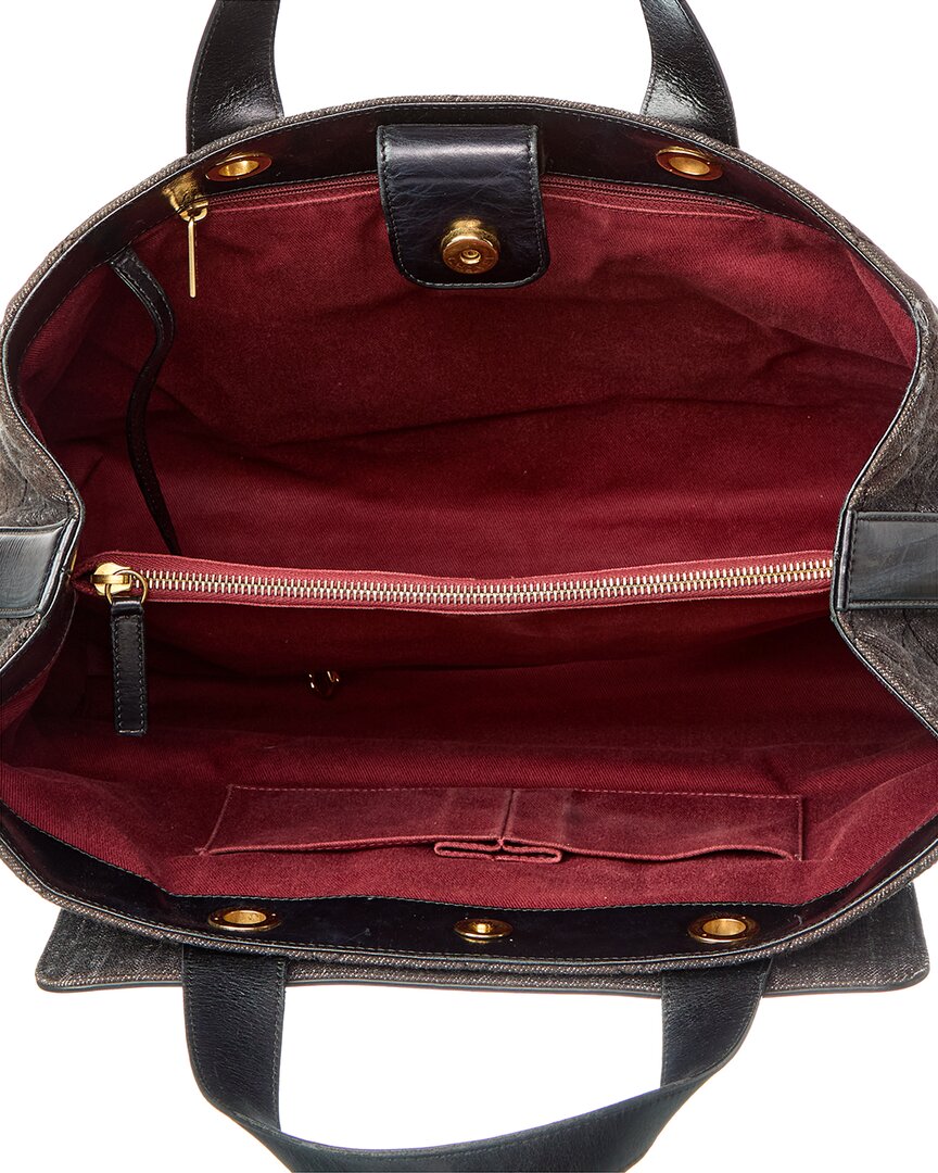 Chanel Black Denim Calfskin Leather Denim Quilted Tote (   )
