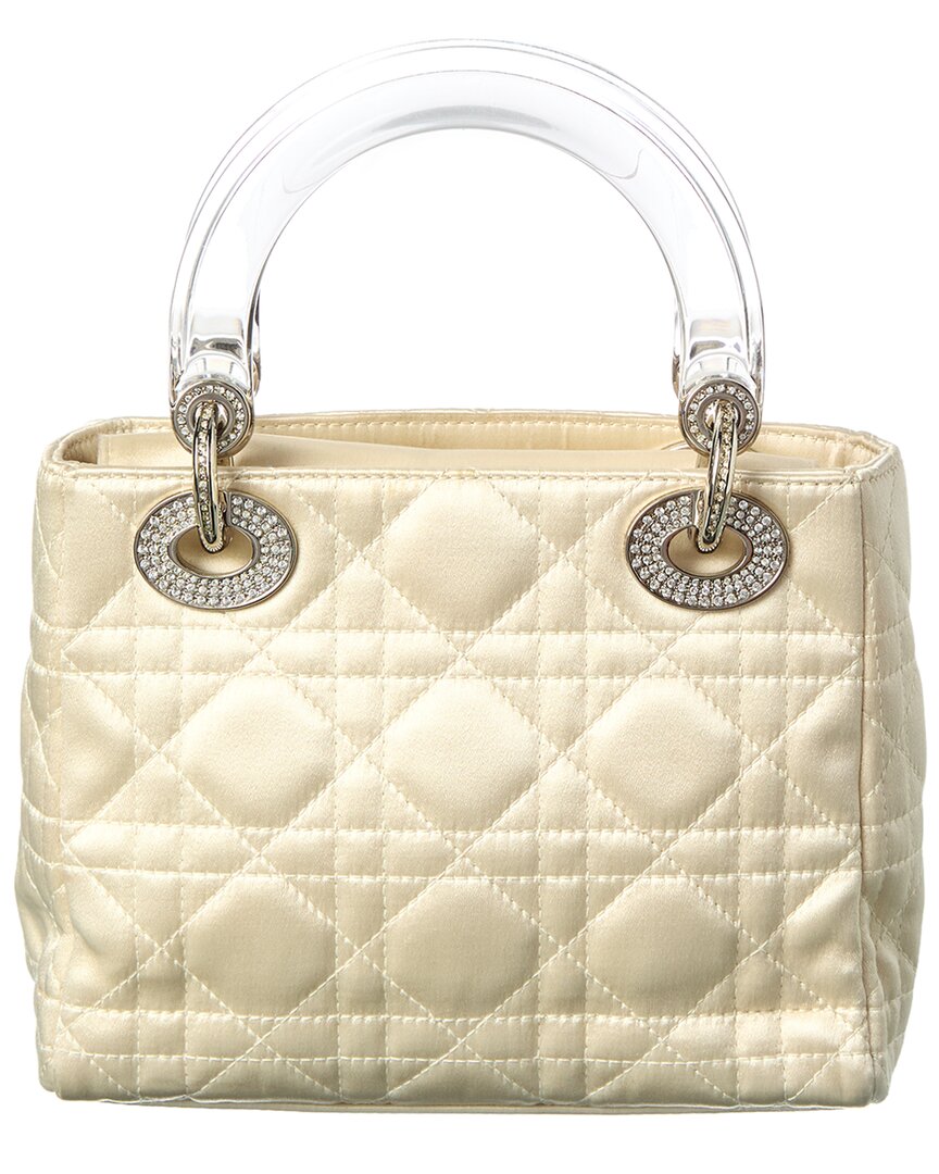 Dior Gold Leather Swarovski Crystal Cannage Mini Lady Dior (  Pre-