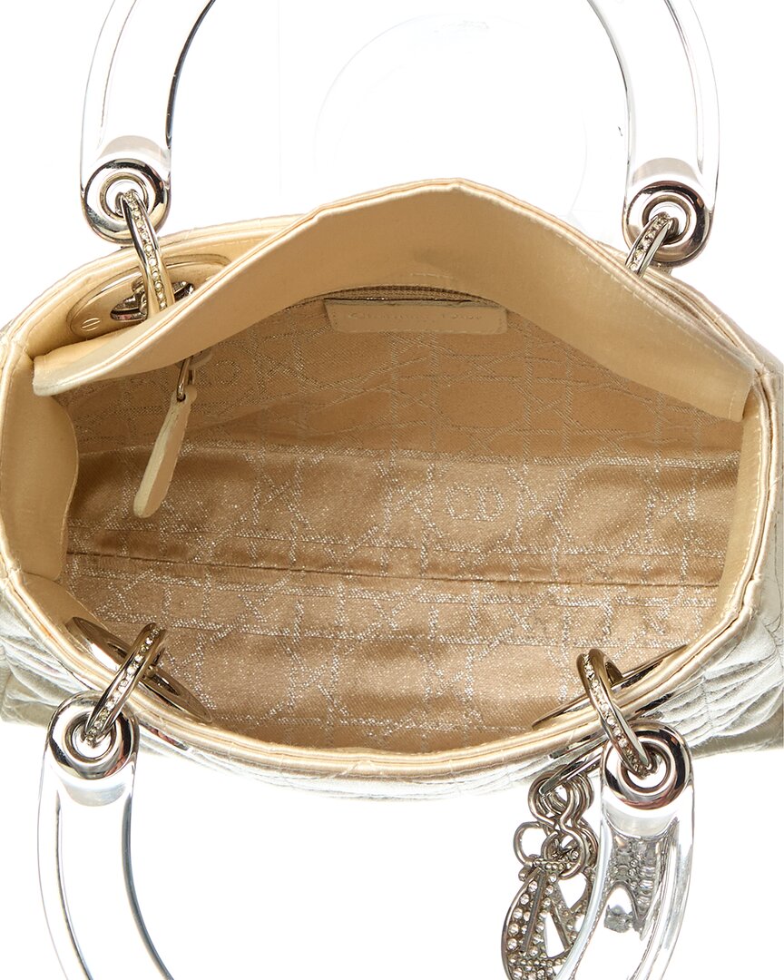 Dior Gold Leather Swarovski Crystal Cannage Mini Lady Dior (  Pre-