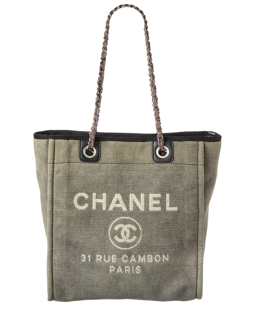 Chanel Blue Denim Deavuille Mm Tote (Authentic  )