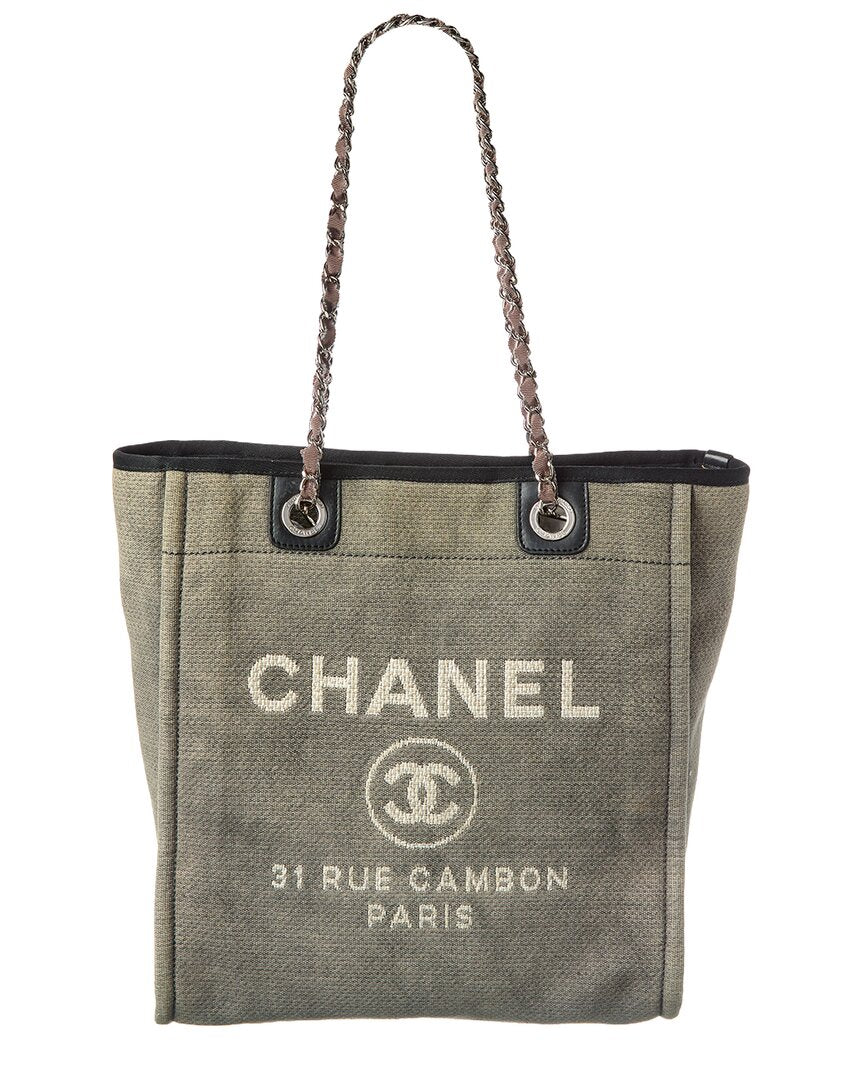 Chanel Blue Denim Deavuille Mm Tote (Authentic  )
