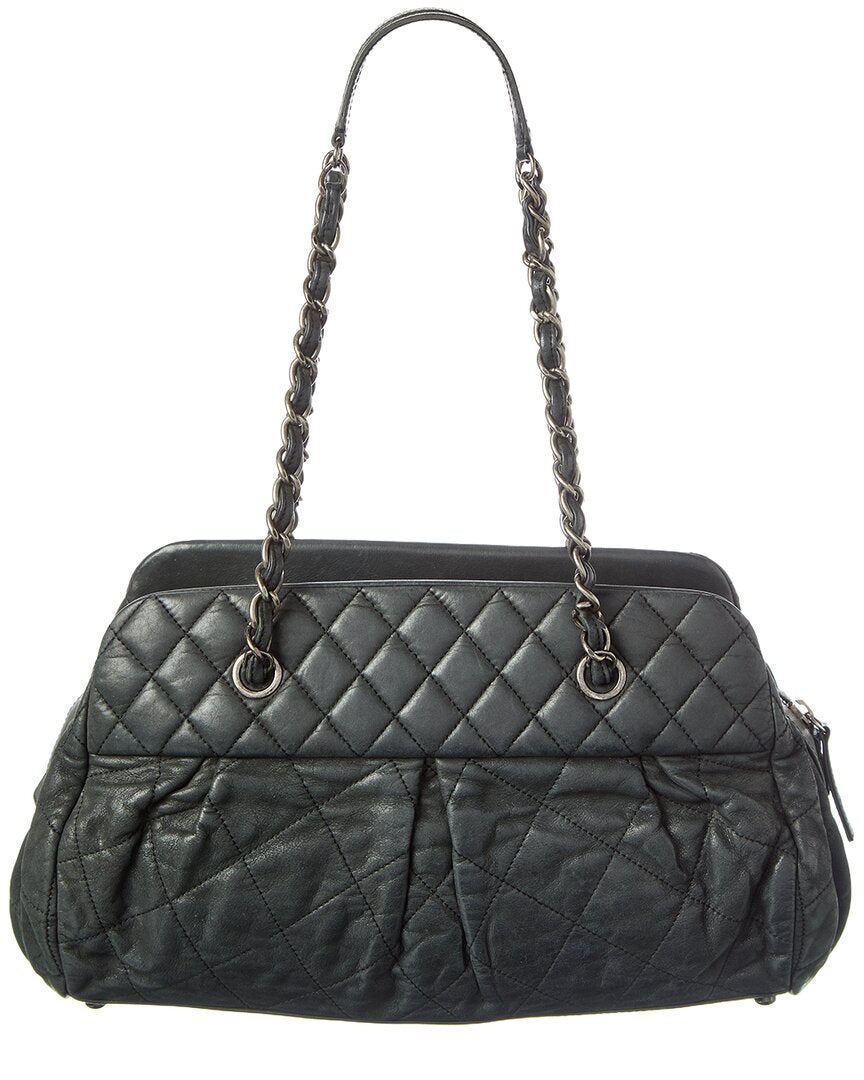 Chanel Black Lambskin Leather Sparkling Cc Chain Tote (   )