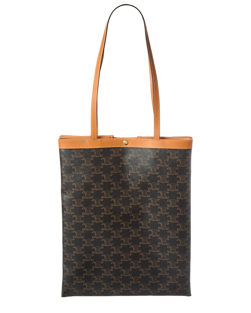 Celine Triomphe Medium Canvas & Leather Tote