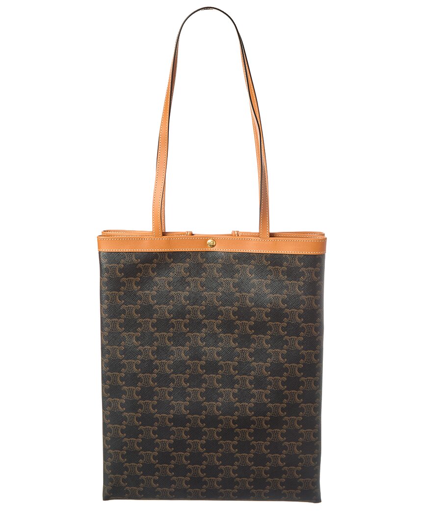 Celine Triomphe Medium Canvas & Leather Tote