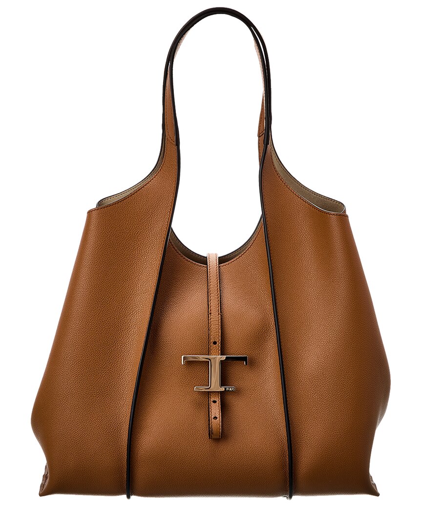 Tods T Timeless Medium Leather Tote, Brown