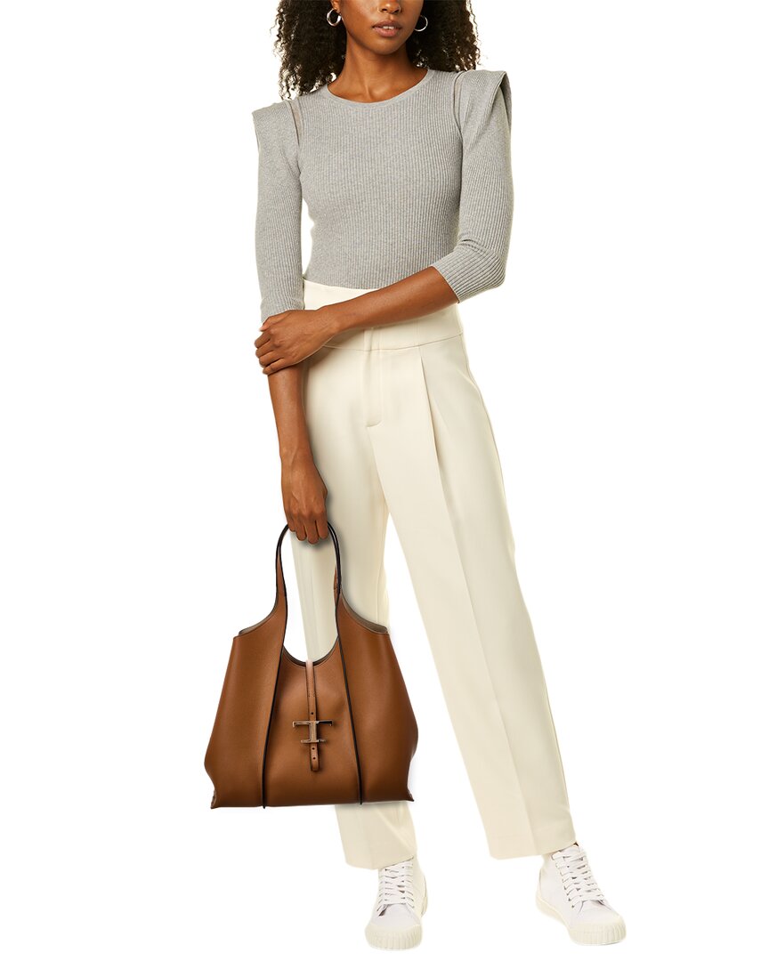 Tods T Timeless Medium Leather Tote, Brown