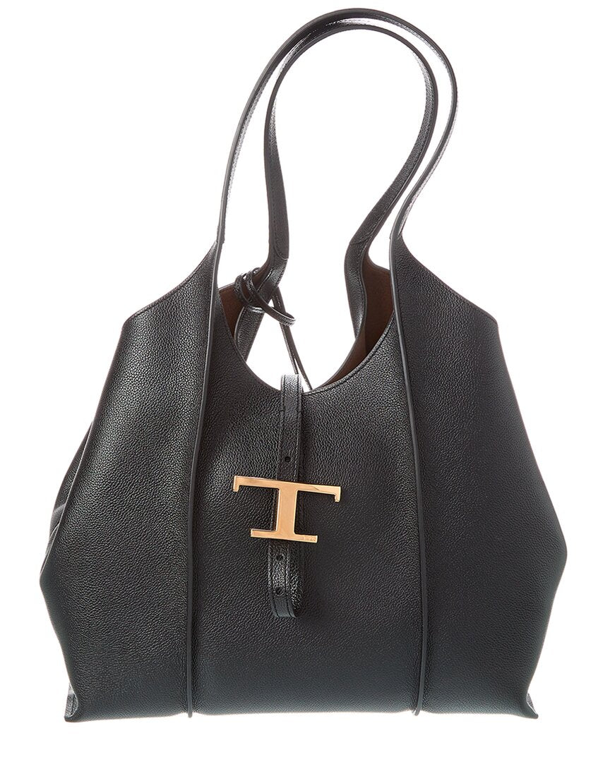 Tod’S T Timeless Small Leather Tote, Black