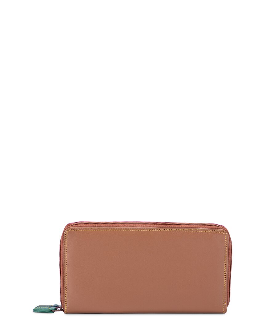 Mywalit Large Double Zip Around Leather Purse Multi
