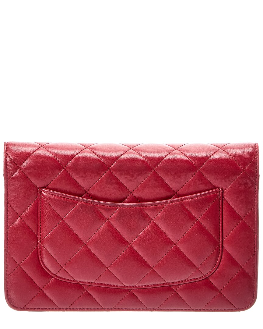 Chanel Chai Quilted Lambskin Leather Wallet On Chain (Authentic  )