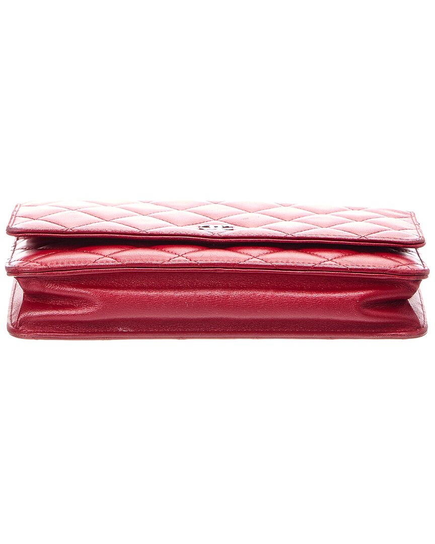 Chanel Chai Quilted Lambskin Leather Wallet On Chain (Authentic  )