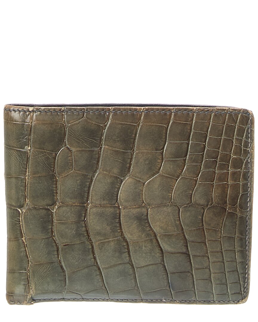 Hermès Green Shiny Alligator Mc2 Copernic Compact Wallet (Authentic  )