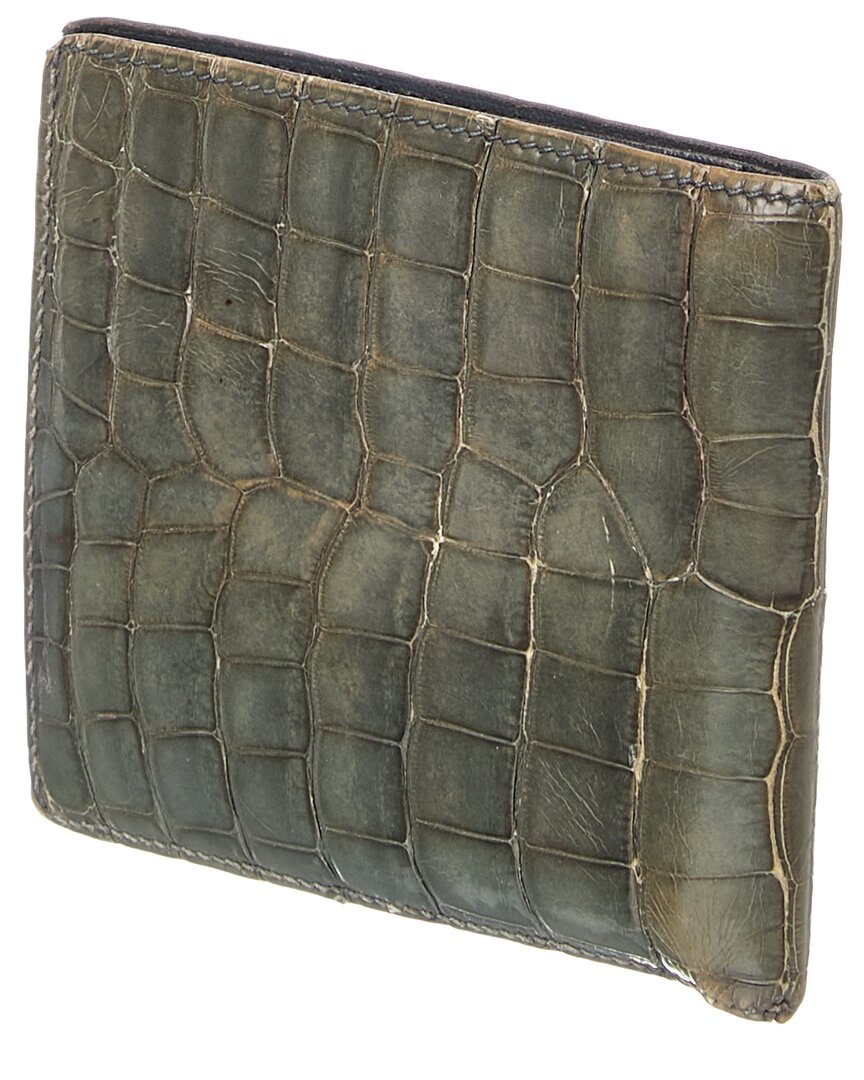 Hermès Green Shiny Alligator Mc2 Copernic Compact Wallet (Authentic  )