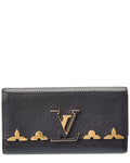 Louis Vuitton Black Lv Taurillon Leather Embellished Capucines Long Wallet