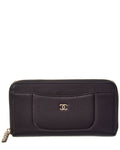 Chanel Black Caviar Leather Zip Wallet (Authentic  )