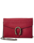 Gucci Red Calfskin Leather Dionysus Chain Wallet Mini (Authentic  )