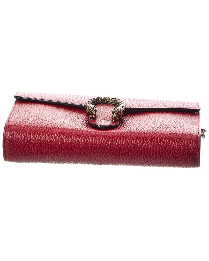Gucci Red Calfskin Leather Dionysus Chain Wallet Mini (Authentic  )
