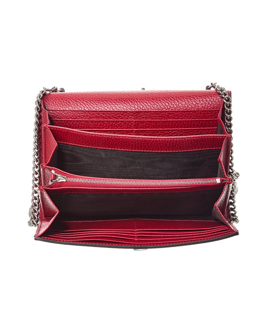 Gucci Red Calfskin Leather Dionysus Chain Wallet Mini (Authentic  )
