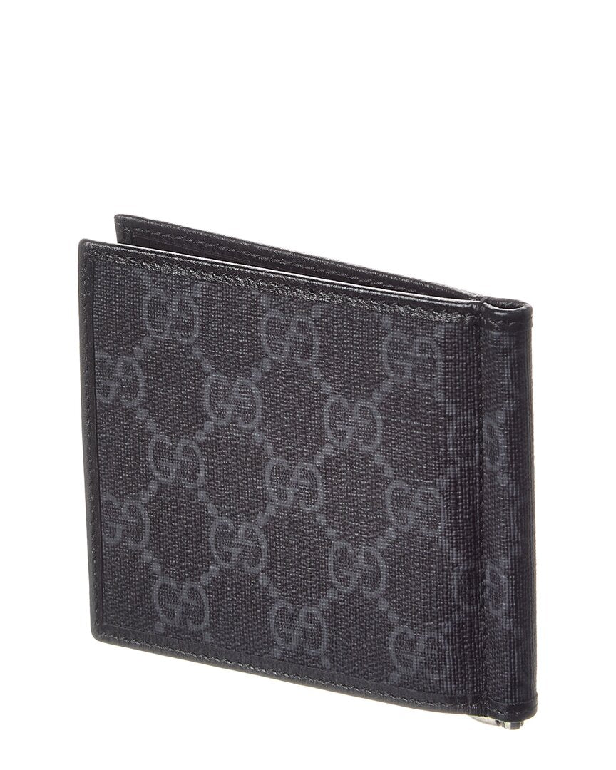 Gucci Black Gg Supreme Canvas Bifold Wallet Compact (Authentic  )