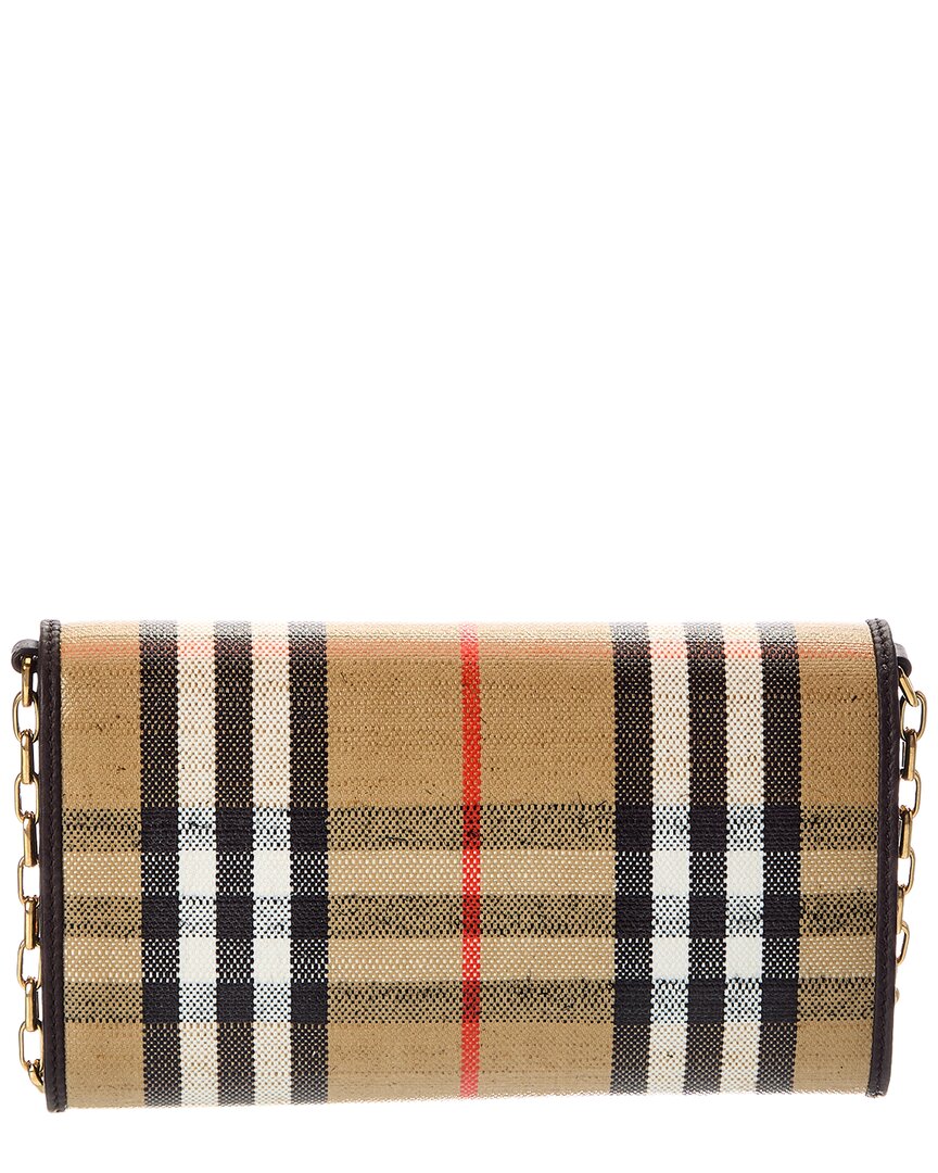 Burberry Highlands Check E-Canvas & Leather Wallet On Chain (Authentic Pre-