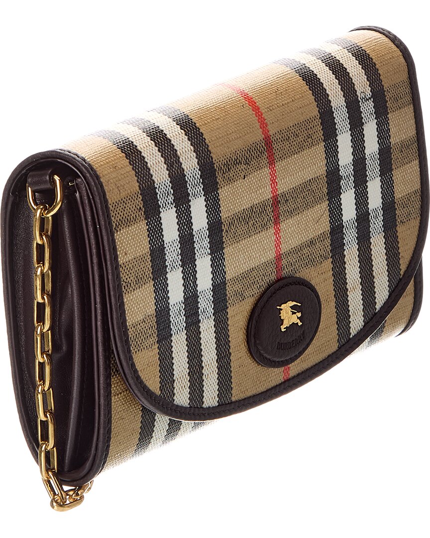 Burberry Highlands Check E-Canvas & Leather Wallet On Chain (Authentic Pre-