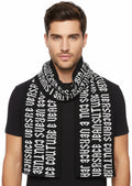 Versace Jeans Couture Gothic Signature Monochrome Black White Knitted Mens Scarf