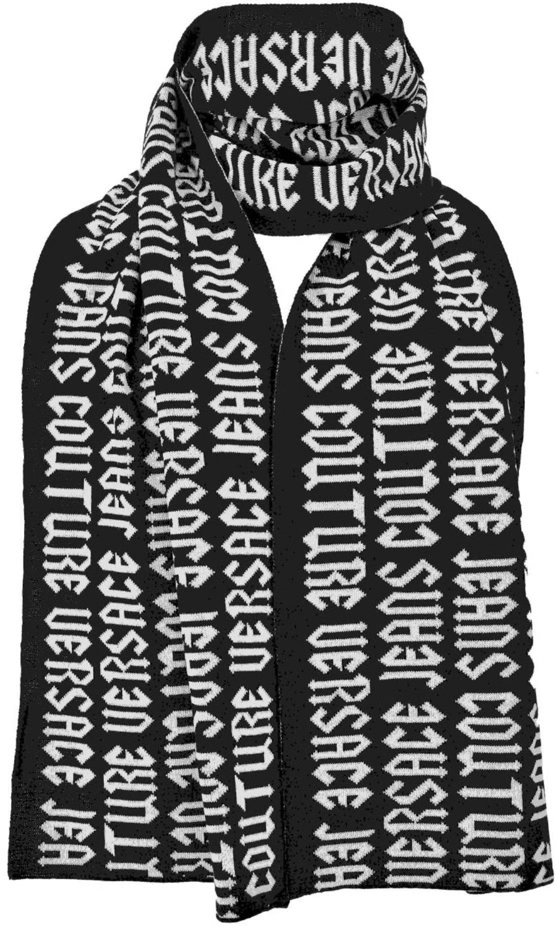 Versace Jeans Couture Gothic Signature Monochrome Black White Knitted Mens Scarf